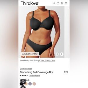 ThirdLove Black Smoothing Full Coverage Bra